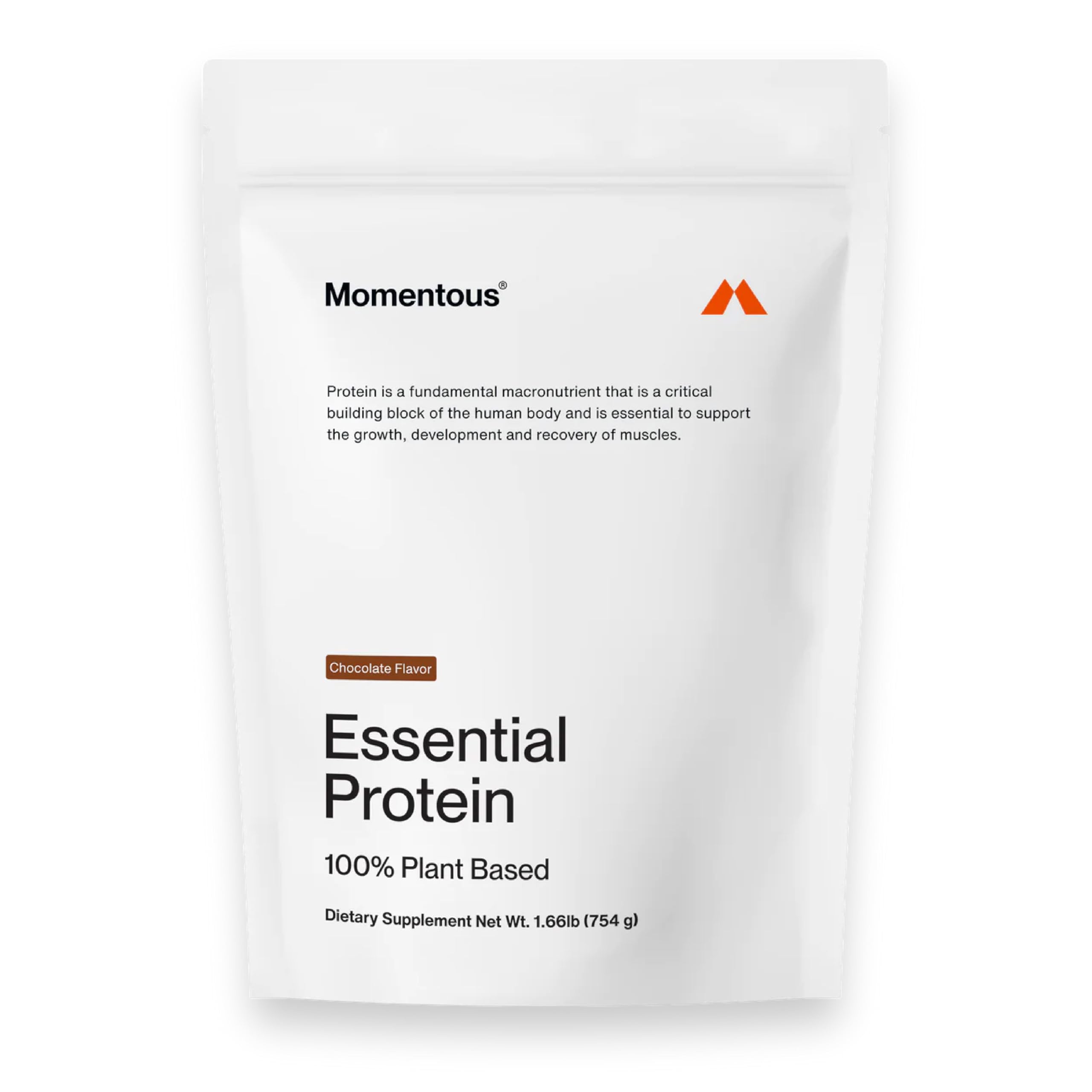 MomentousEssential Vegan Protein Powder - 20g Plant Based Protein - NSF Certified, Gluten-Free, Non-GMO, 20 Servings for Essential Everyday Use, Chocolate