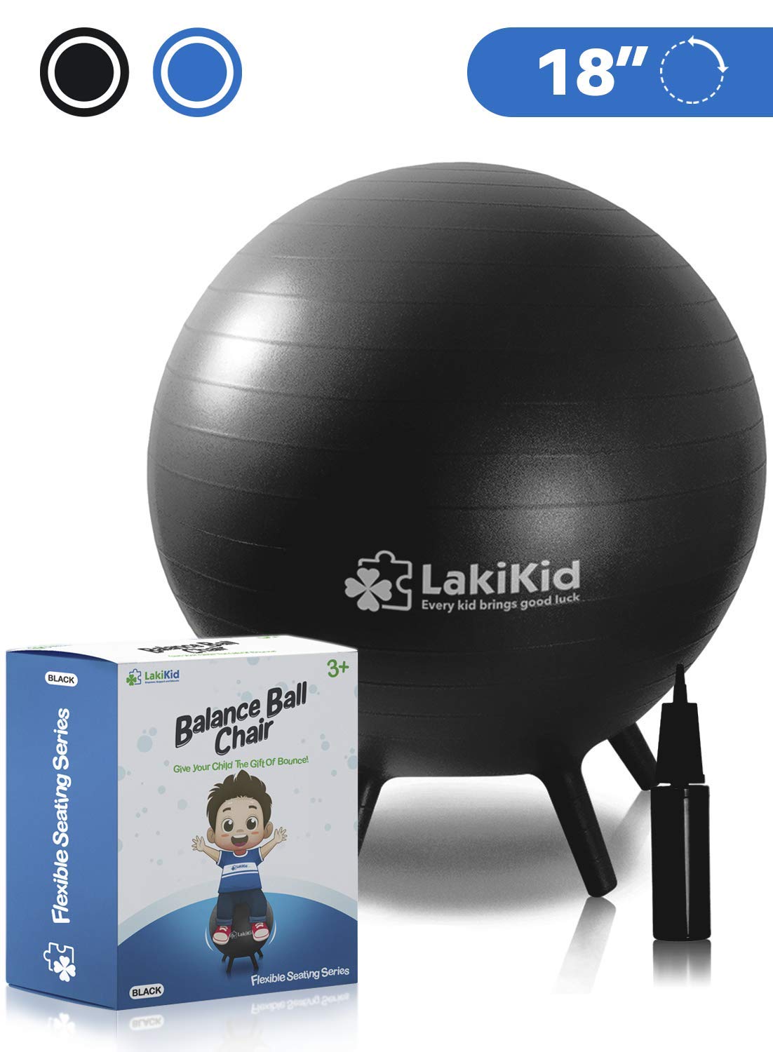 LakiKid Balance Ball Chairs for Kids Flexible Seating Classroom Furniture- Stability Ball Chairs with Legs, Exercise Ball Chair, Yoga Ball Chair, Ideal Alternative Seating for Students (18"/45 CM)