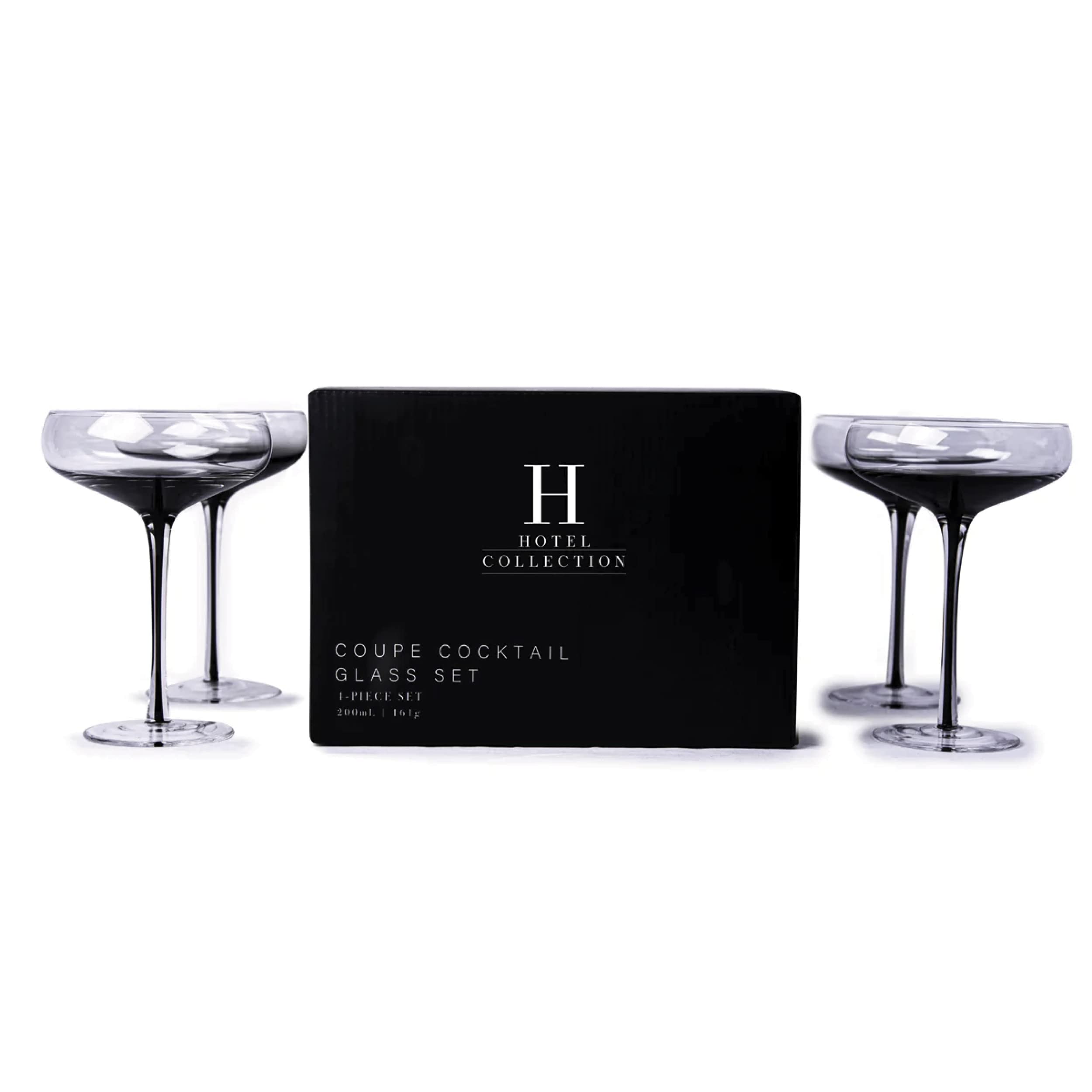 Aroma360 Hotel Collection Smoke Stem Champagne Glasses | Smoky Black Champagne and Coupe Flutes to Elevate Every Special Moment that Calls for Sparkling Wine | 4 Glasses (Coupe)