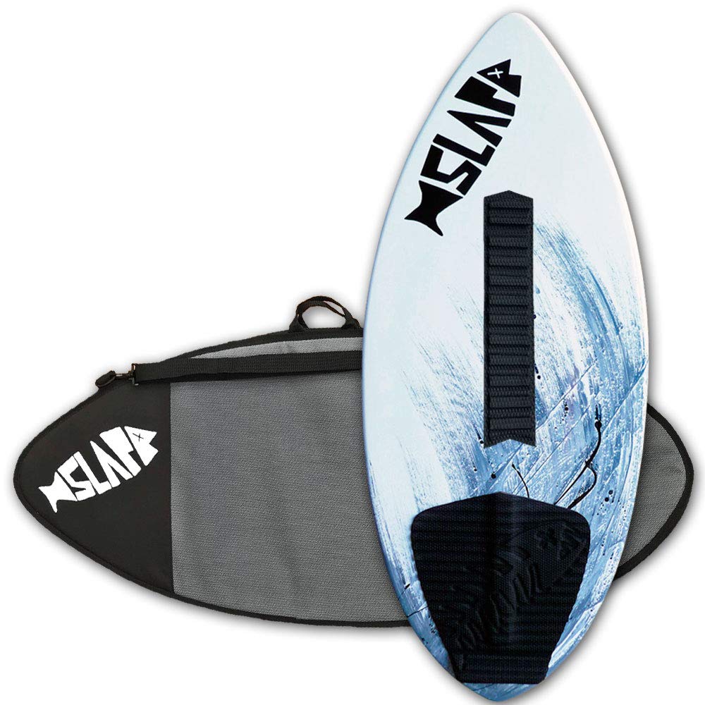 USA MADE Slapfish Skimboard - Fiberglass & Carbon - Riders up to 200 lbs - 48" with Traction Deck Grip - Kids & Adults - 4 Colors (Gray + Arch Bar & Board Bag)