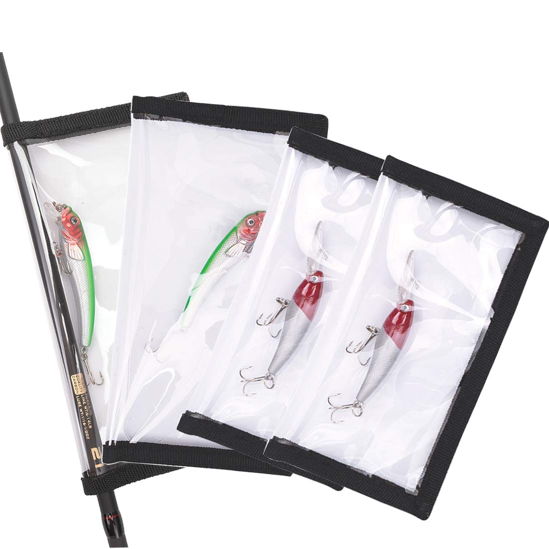 4 Pack Fishing Bait Cover Durable Clear 0.5mm PVC Lure Wrpas for Shape Fishing Hooks Fishing Bait Storage Protector for Saltwater Freshwater Fishing Gear 2Large+2Medium