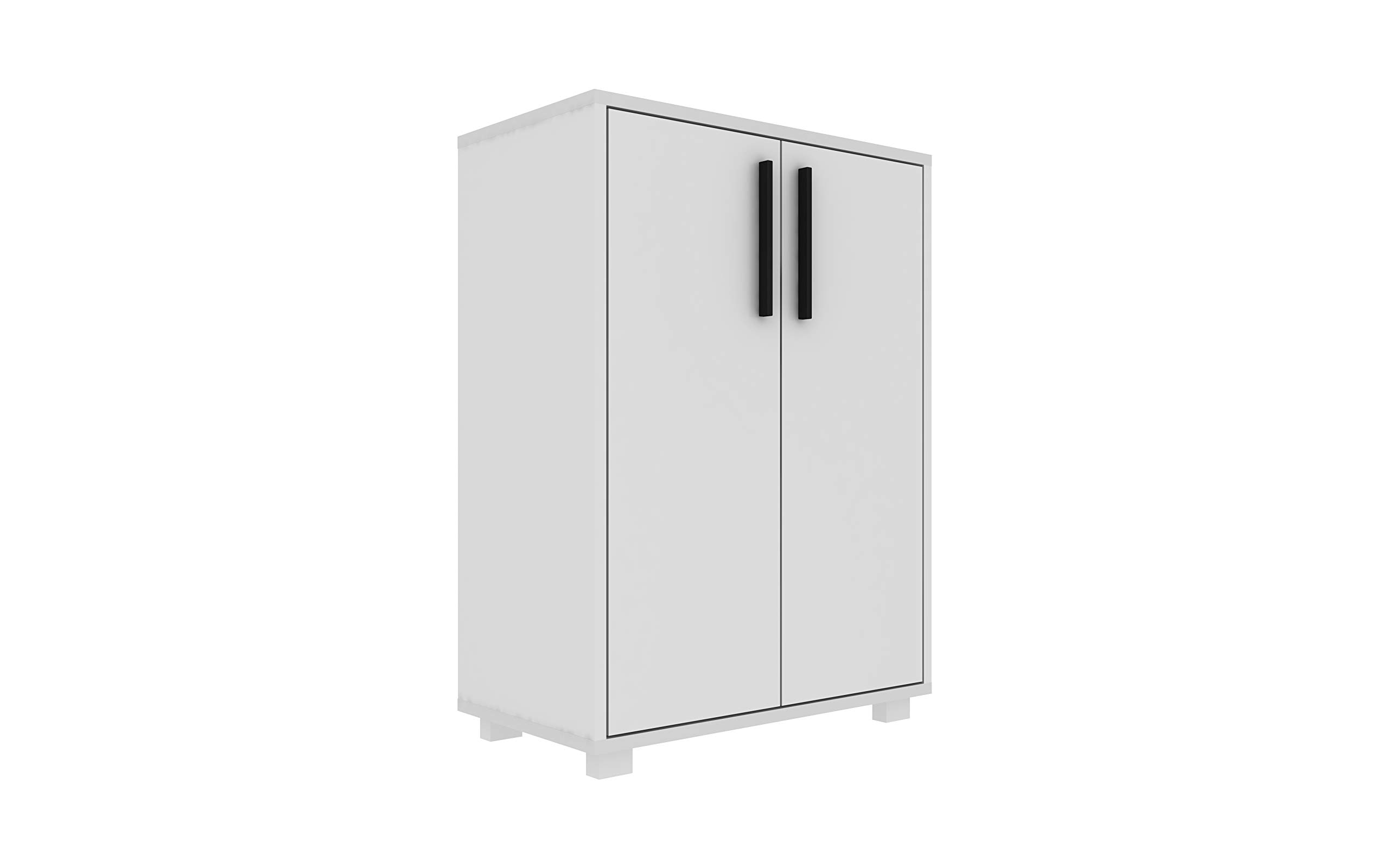 BRV Móveis MDP 15mm/Plastic Feet/Plastic Handle Small 2-Doors Laundry Cabinet, BMU 28-06, White, H74 x W29.4 x D53.6 cm