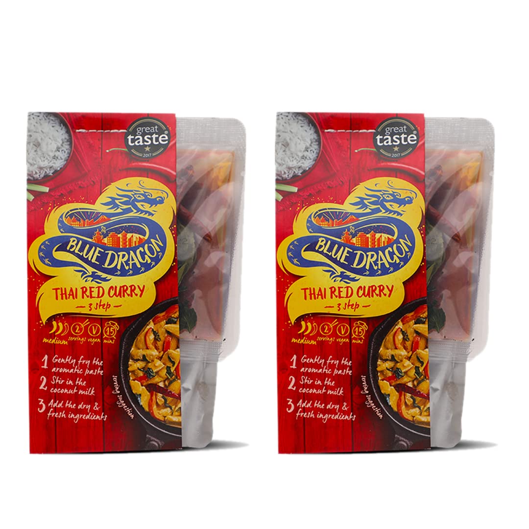 Blue Dragon-Thai Red Curry | No Preservative | Vegan | Contain Peanuts and Nuts | Thai Red Curry-253gm (Pack of 2)