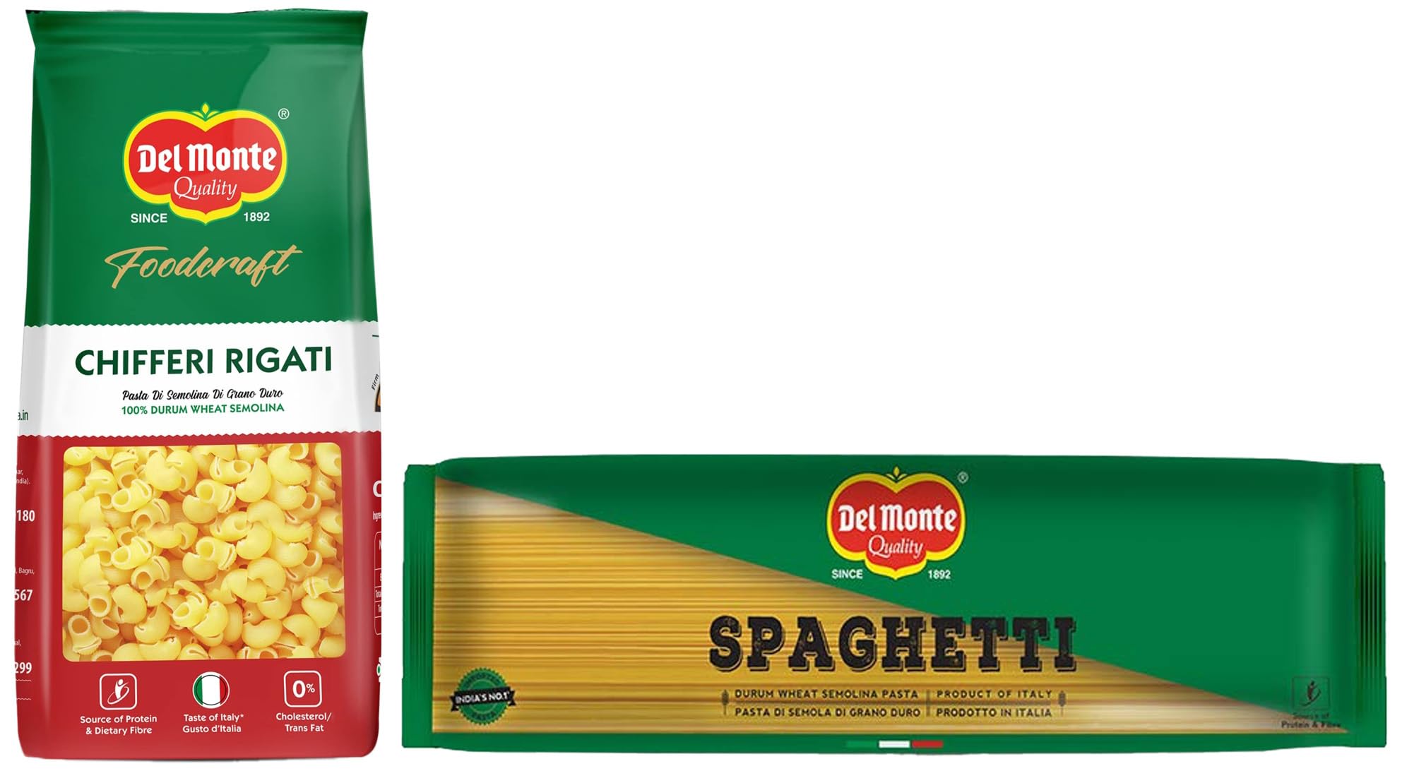 Del Monte Spaghetti Pasta (Imported), 500g, No Artificial Flavours & Food Craft Elbow Pasta, 1kg