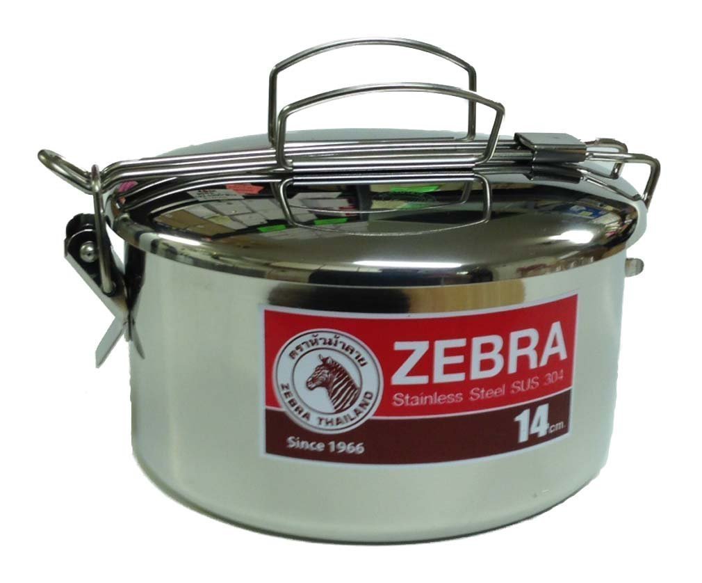 Zebra Stainless Steel Food Box and Pan with Snap on Lid, 14cm, Silver