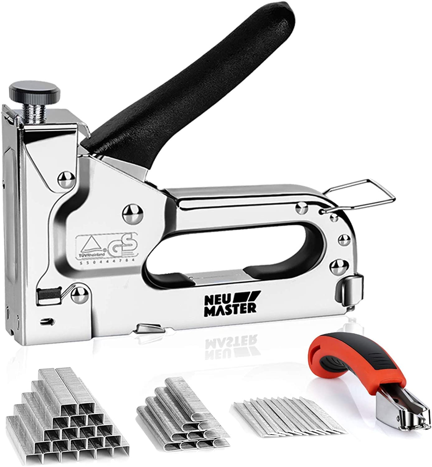 NEU MASTERStaple Gun, 3 in 1 Heavy Duty Staple Gun with Stapler Remover and 2000Pcs Staples/Nails, Manual Staple Gun for Upholstery, Fixing Material, Decoration, Carpentry, Furniture