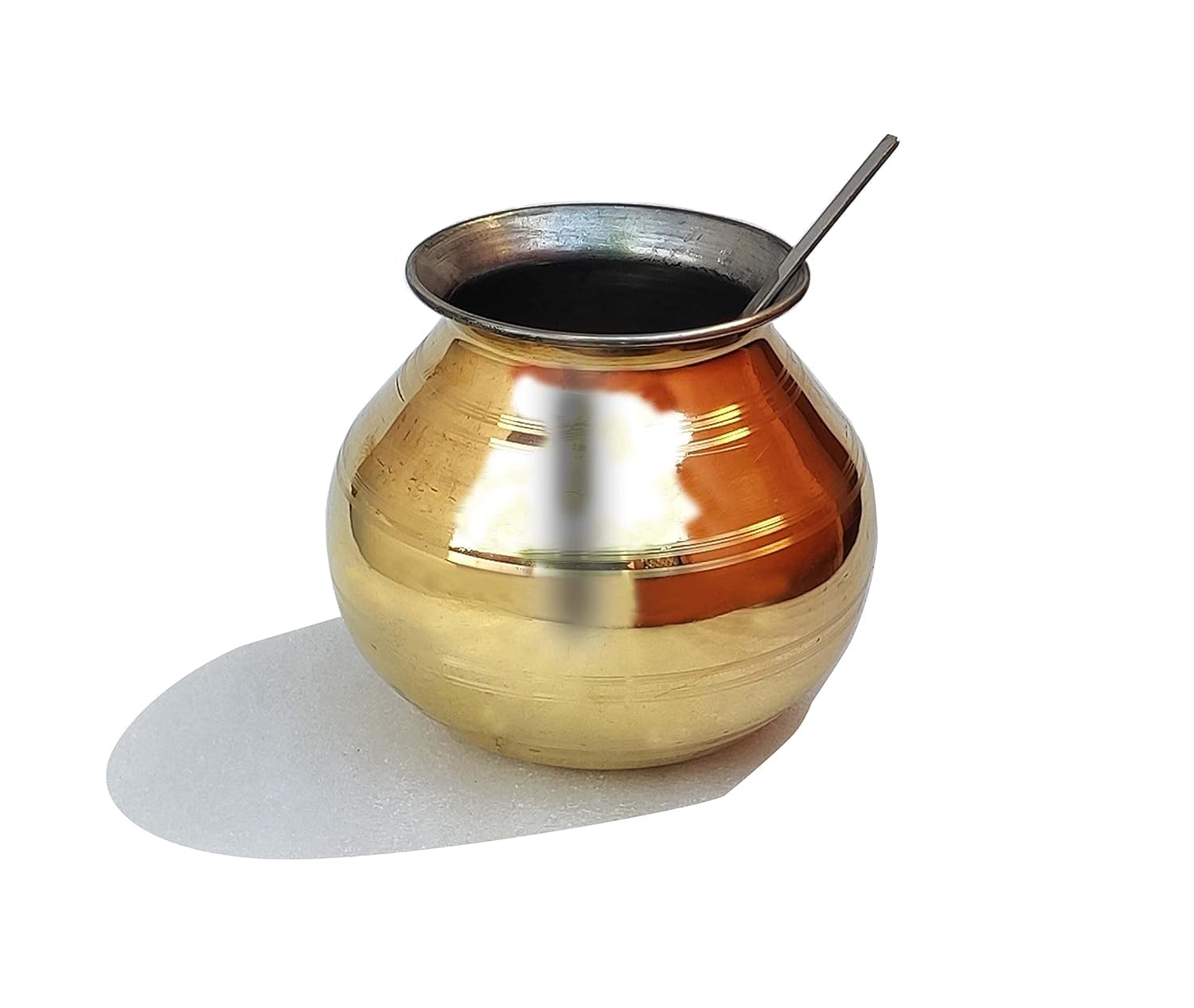 Subaa Bronze Handi/Pongal Pot/Gundu/Cooker/Aandi - with lid and Spoon - 5 LTR (Brass)