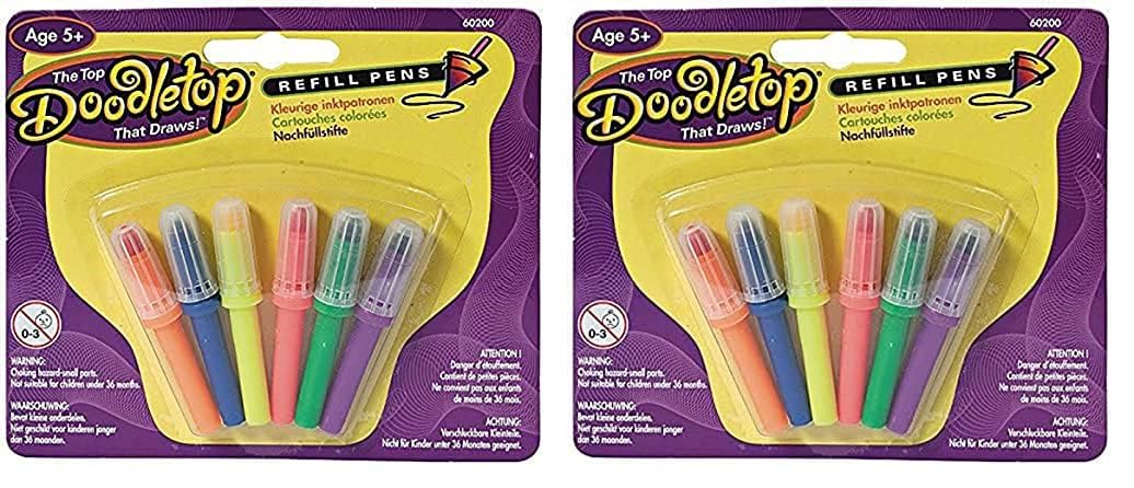 U-Create Doodletop Twister 6 Refill Pens for Tops, Drawing Games, Marker Pens, Creative Art Spiral Spinning Top For Kids Age 5 & Above (Pack of 2)