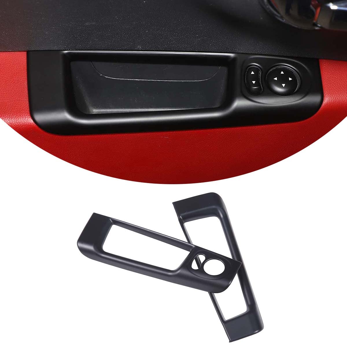 TongSheng For Fiat 500 2010-2024 LHD Abarth 595 2014-2024 ABS Car Rear mirror Adjustment Switch Decorative Frame Stickers Interior Car Accessories (Matte Black)