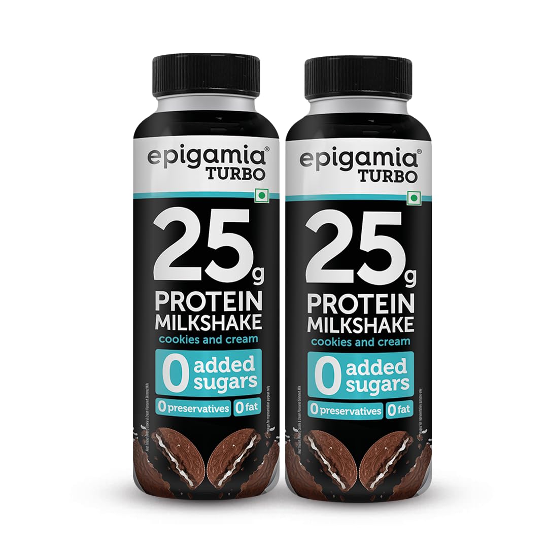 epigamia Cookies & Cream Turbo 25 g Protein Milkshake, 250 ml each - Pack of 2