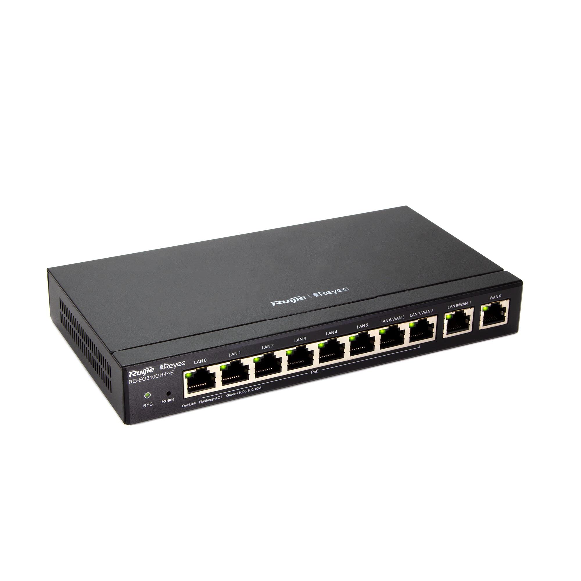 RuijieReyee RG-EG310GH-P-E - Desktop 10-port full gigabit router, concurrency of 300 users, 1.5 Gbps throughput