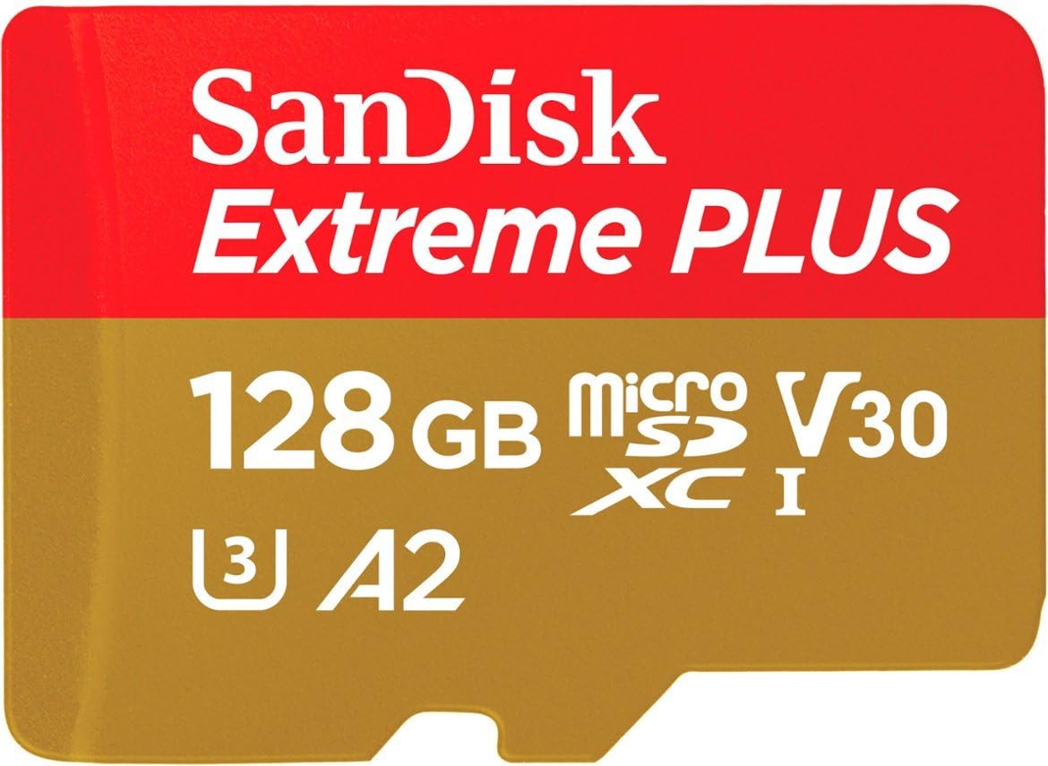 SanDisk Extreme Plus microSDXC UHS-I Card with Adapter, 128GB, SDSQXBD-128G-ANCMA