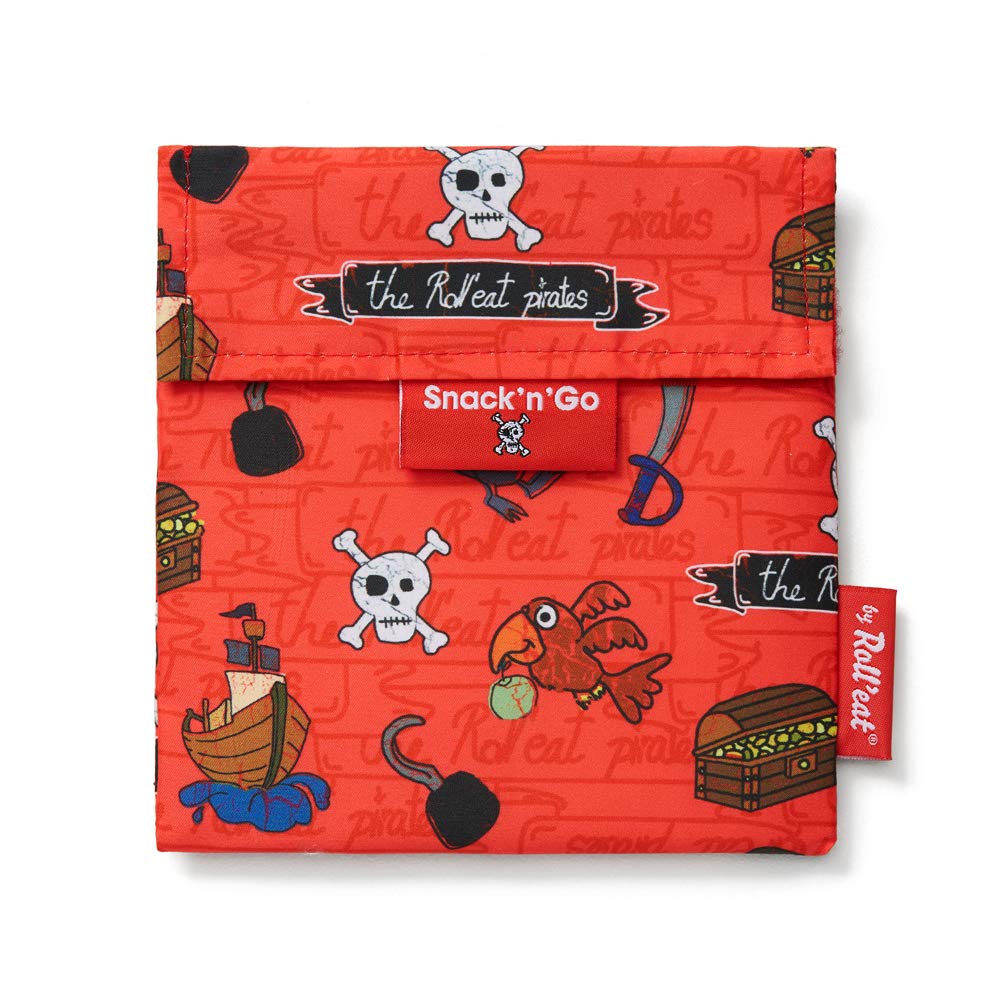 Roll'eat ® | Reusable Snack Bag | Kids Snacks Container | Eco Friendly Food Bag | Reusable Bag for Snack Storage | Pirates Red Snack Holder - Snack'n'Go Kids