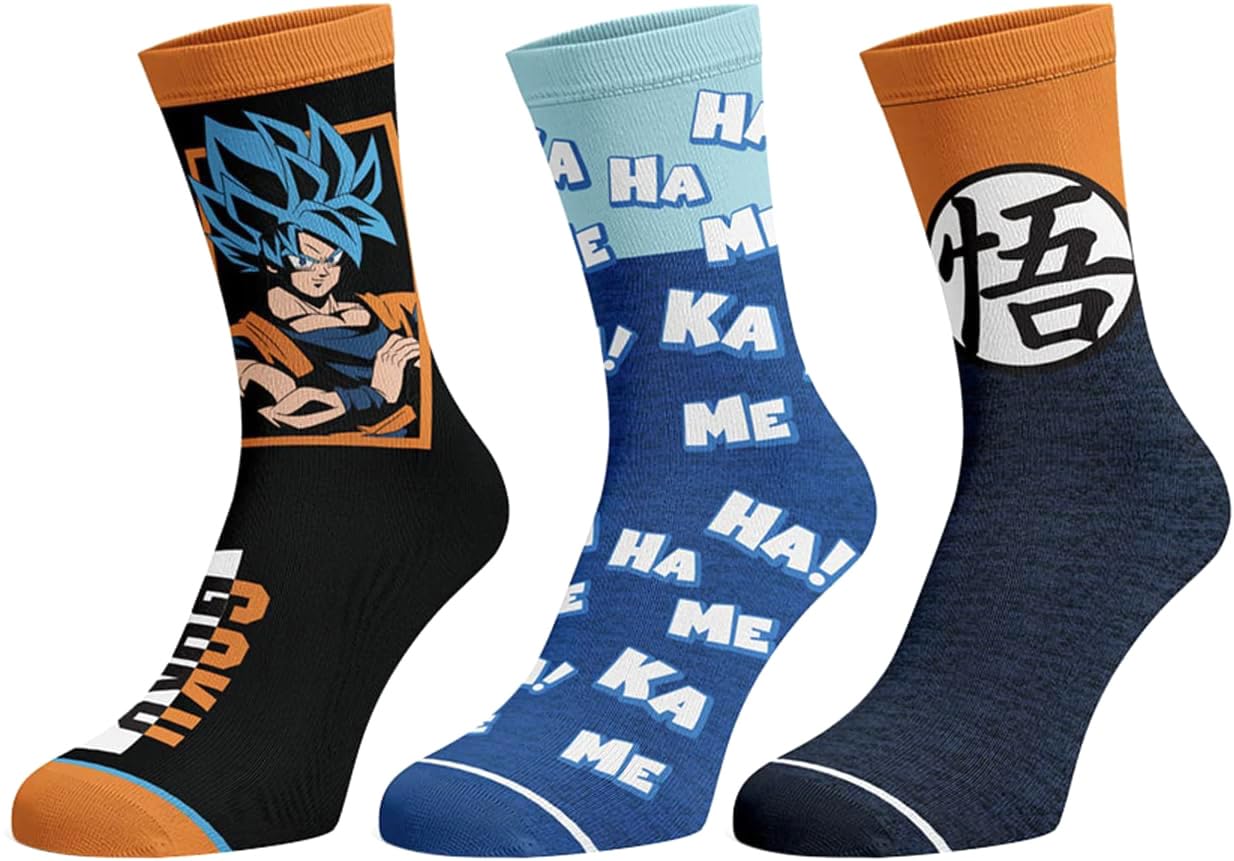 BioworldDragon Ball Z The Movie Men's Super Broly 3-Pack Mid-Calf Adult Crew Socks Shoe Size 8-12