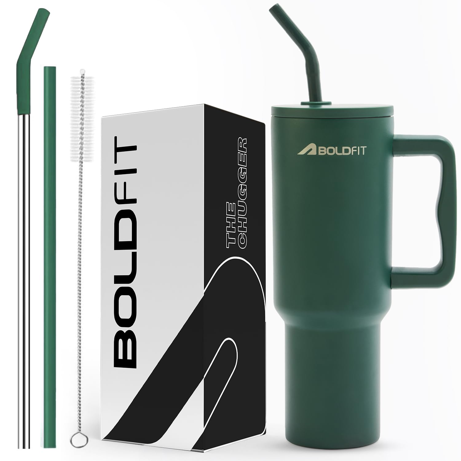 Boldfit Tumbler Bottle Water Bottle with Lid and Straw 1.2L Stainless Steel Double Insulated Tumblers for Hot & Cold Drink 100% Leakproof Tumbler with Handle & Reusable Straw Sipper with Brush 1200ml