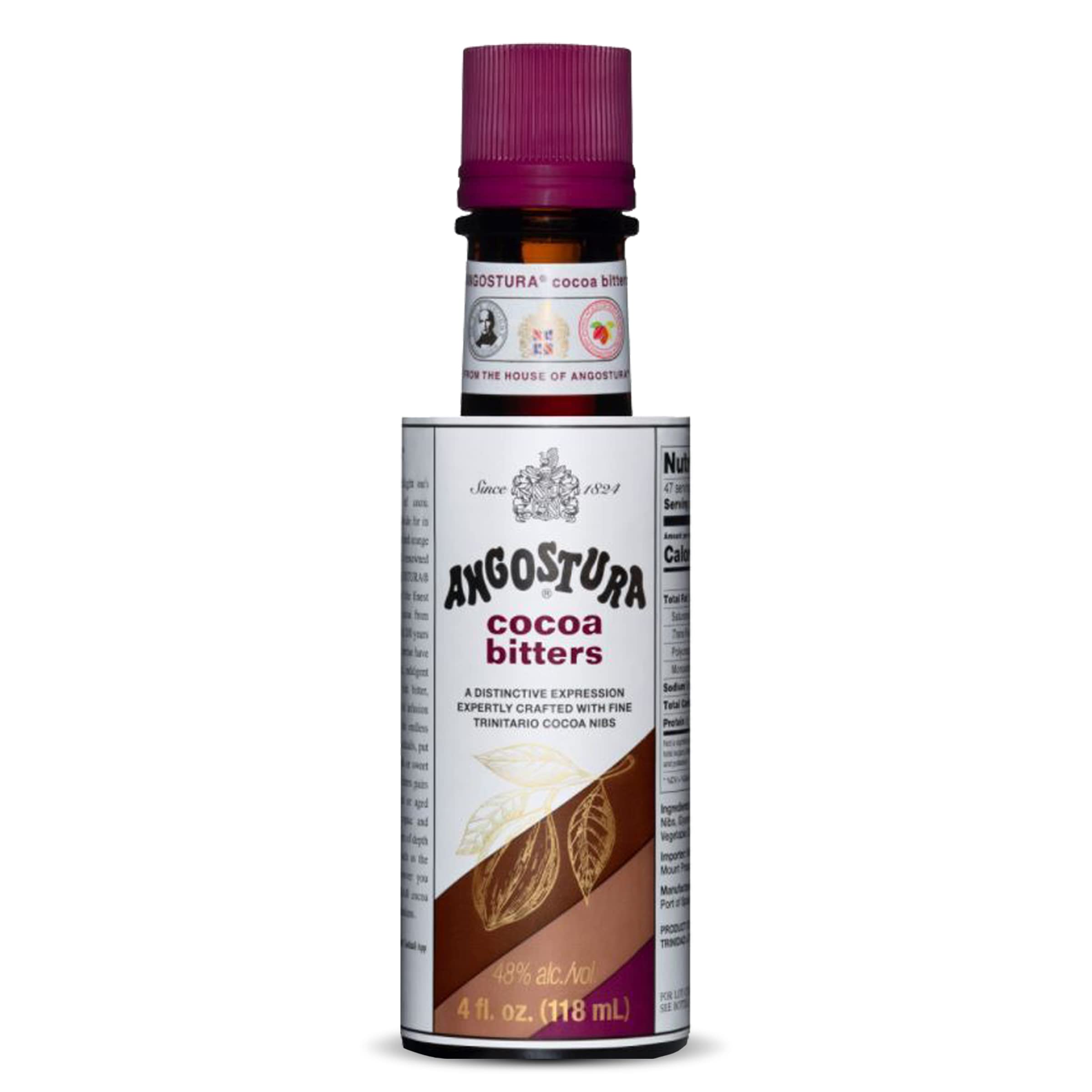 AngosturaCocoa Bitters, Cocktail Bitters for Professional and Home Mixologists, Kosher Certified, Sodium Free, 4 FL OZ