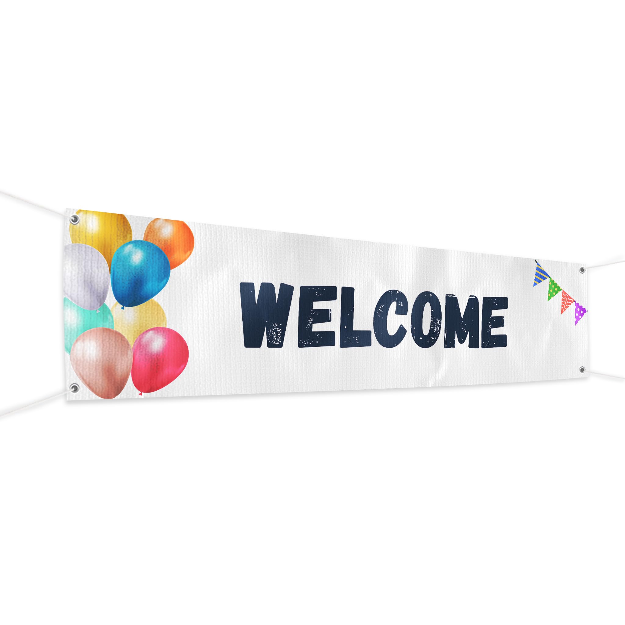 Welcome Banner Sign For Outdoor-Indoor Use 4x1 Ft Large Custom Banner and Signs with Hanging Rope Welcome Backdrop for Party Decor Oxford Cloth Sublimation Banner for Easy Hang