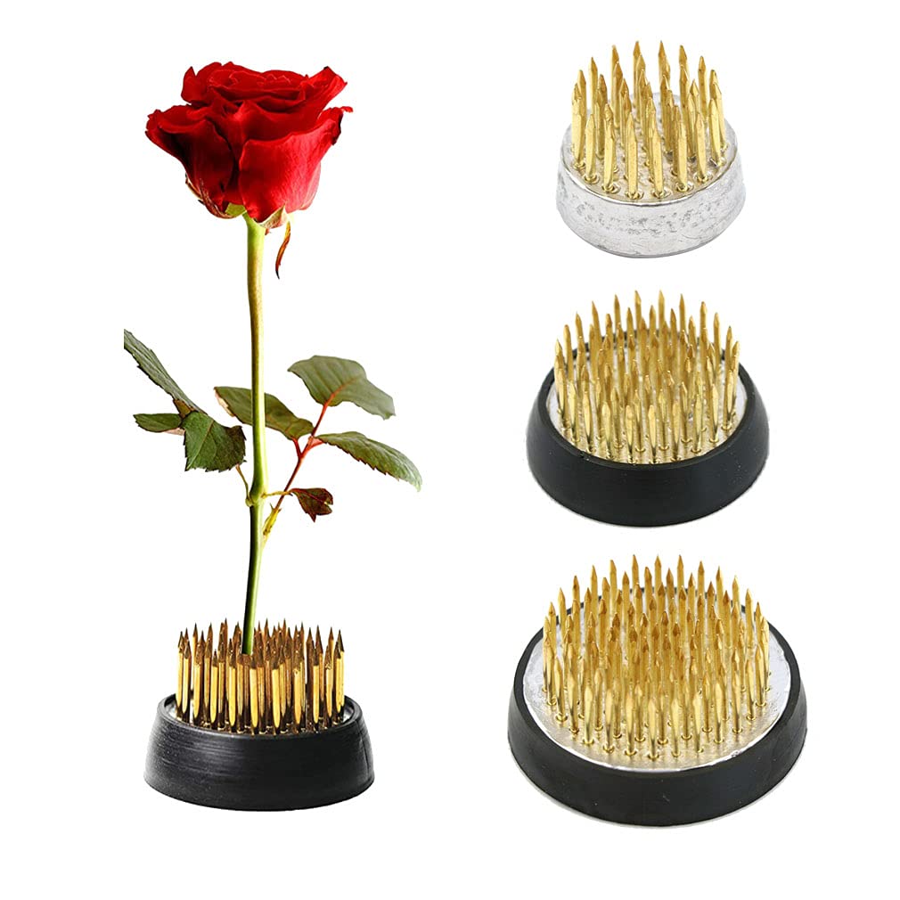 3PCS Flower Frog Holder/Round Flower Fixed Tools with Brass Needle,3 Sizes Flower Arrangement Pin for Garden Home Decoration(2.3cm 3.4cm 4cm)