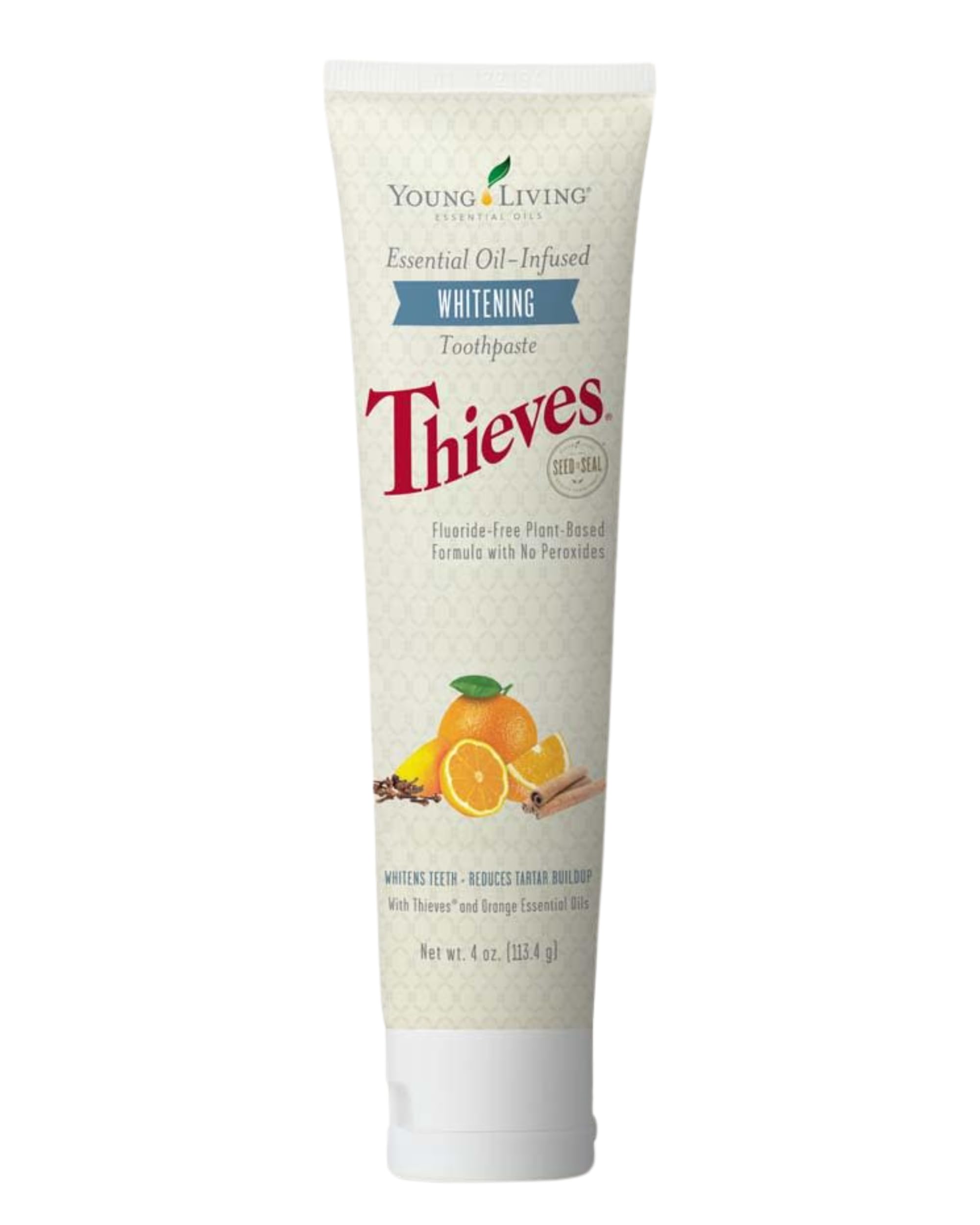 Young Living Thieves Whitening Toothpaste, 4oz Tube | Oral Care | Fluoride-Free Formula | Gently Removes Surface Stains & Polishes Teeth | Dental Care