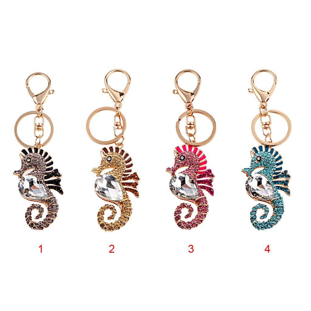 GlobalNiche® Exquisite Sea Horse Pendant Alloy Key Ring w/Lobster Clasp Black