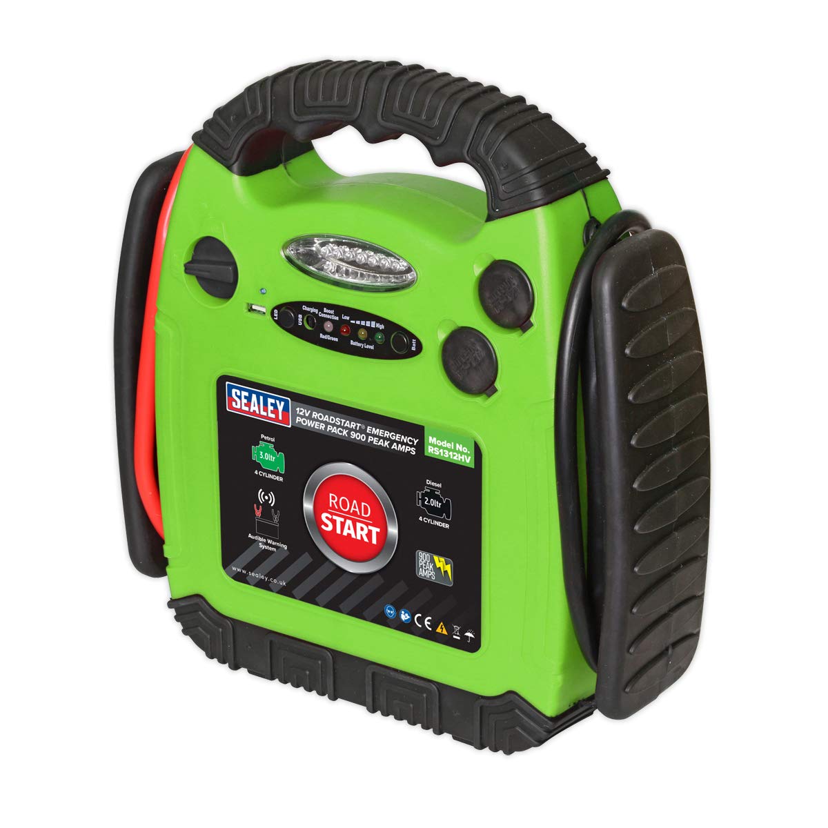 SealeyRs1312Hv Roadstart Emergency Power Pack 12V 900 Peak Amps Hi-Vis Green