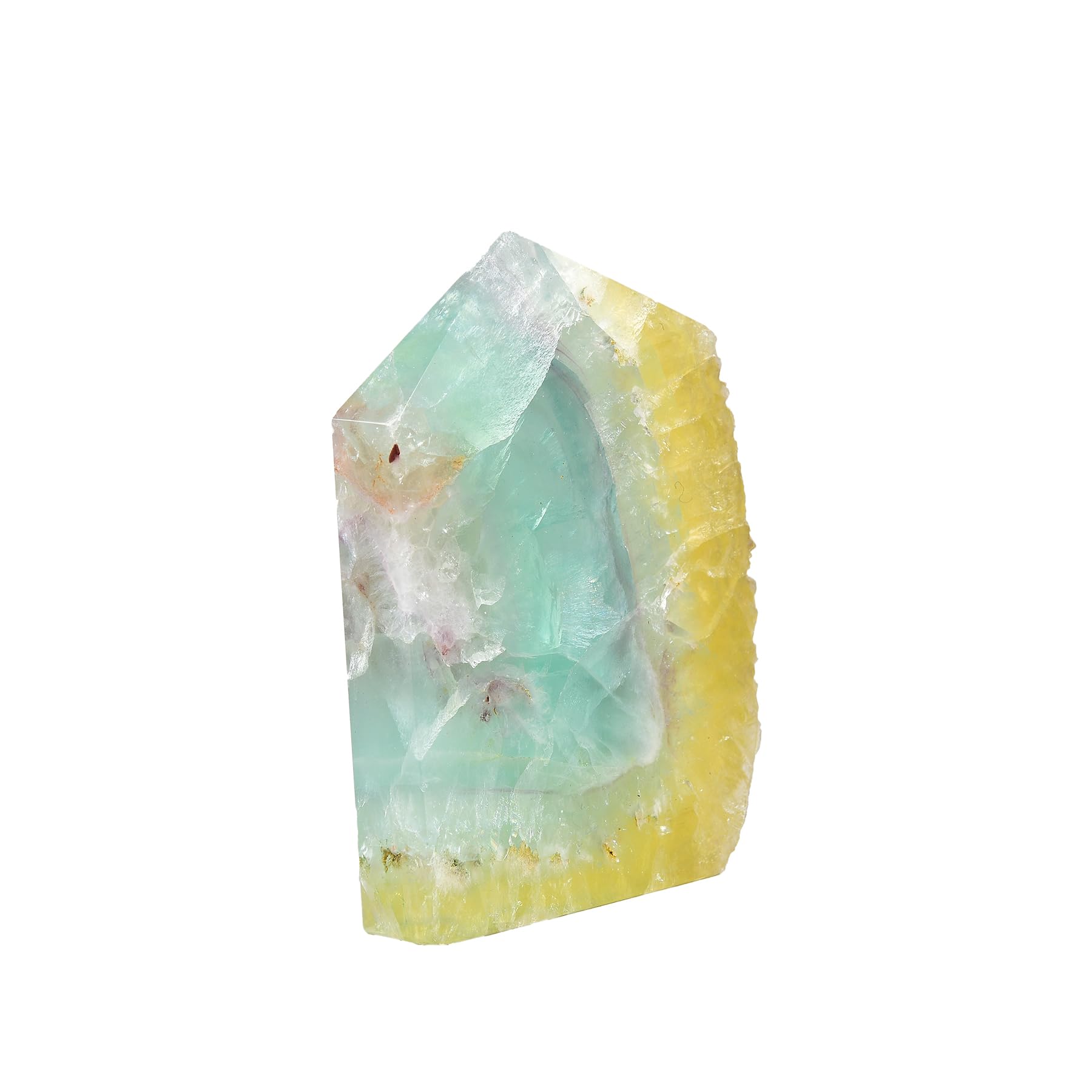 AMOYSTONENatural Fluorite Wand Healing Crystal Stone Obelisk Large Tower Slab Block for Home Décor, Irregular Texture Clear Green 1.3-1.7 LBS