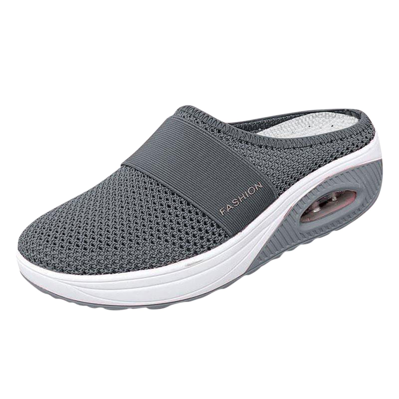 HSMQ Air Cushion Slip-On Orthopedic Walking Shoes with Arch Support Knit Casual Comfort Outdoor Walking