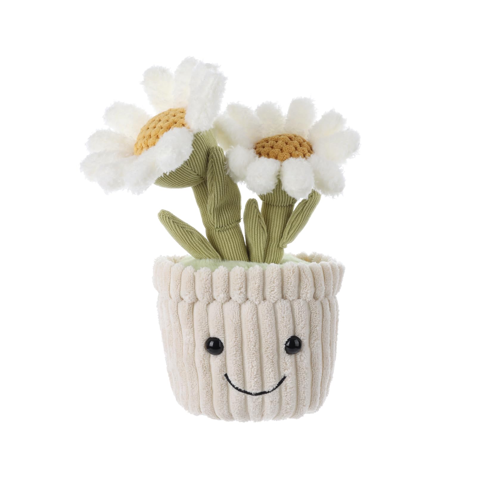 Apricot LambSoft Daisy Plant Plush Toy, Stuffed White Flower Pot, Kawaii Plushie for Kids, 10"