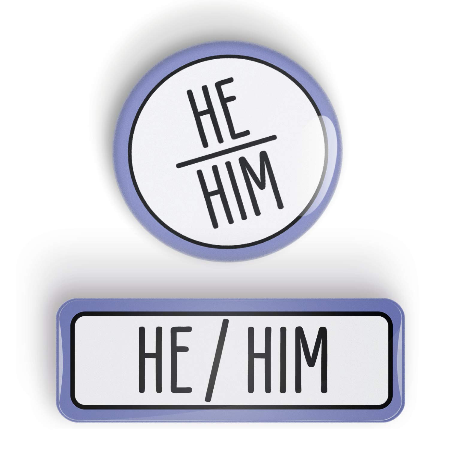 Pronoun HE/HIM pin badge button, LGBTQ+, LGBT pinback or fridge magnet