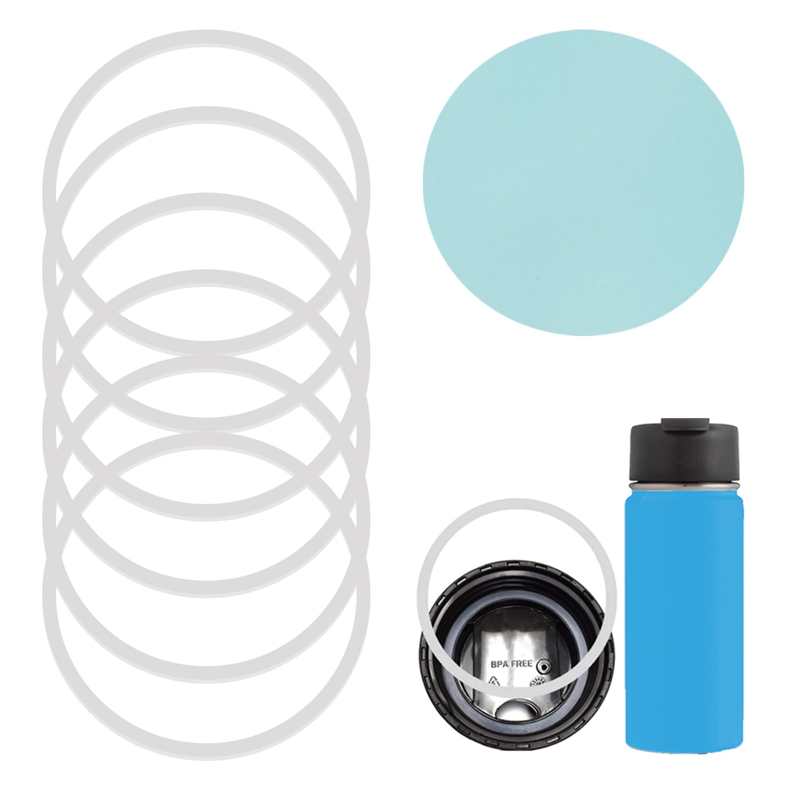 Greant 6 PCS O Ring Compatible with Hydro Flask Wide Mouth Coffee Lid, Rubber Seal Compatible with Hydroflask Lid, 2 inch Flip Lid Gasket, Compatible with Hydro Flask Gasket Seals