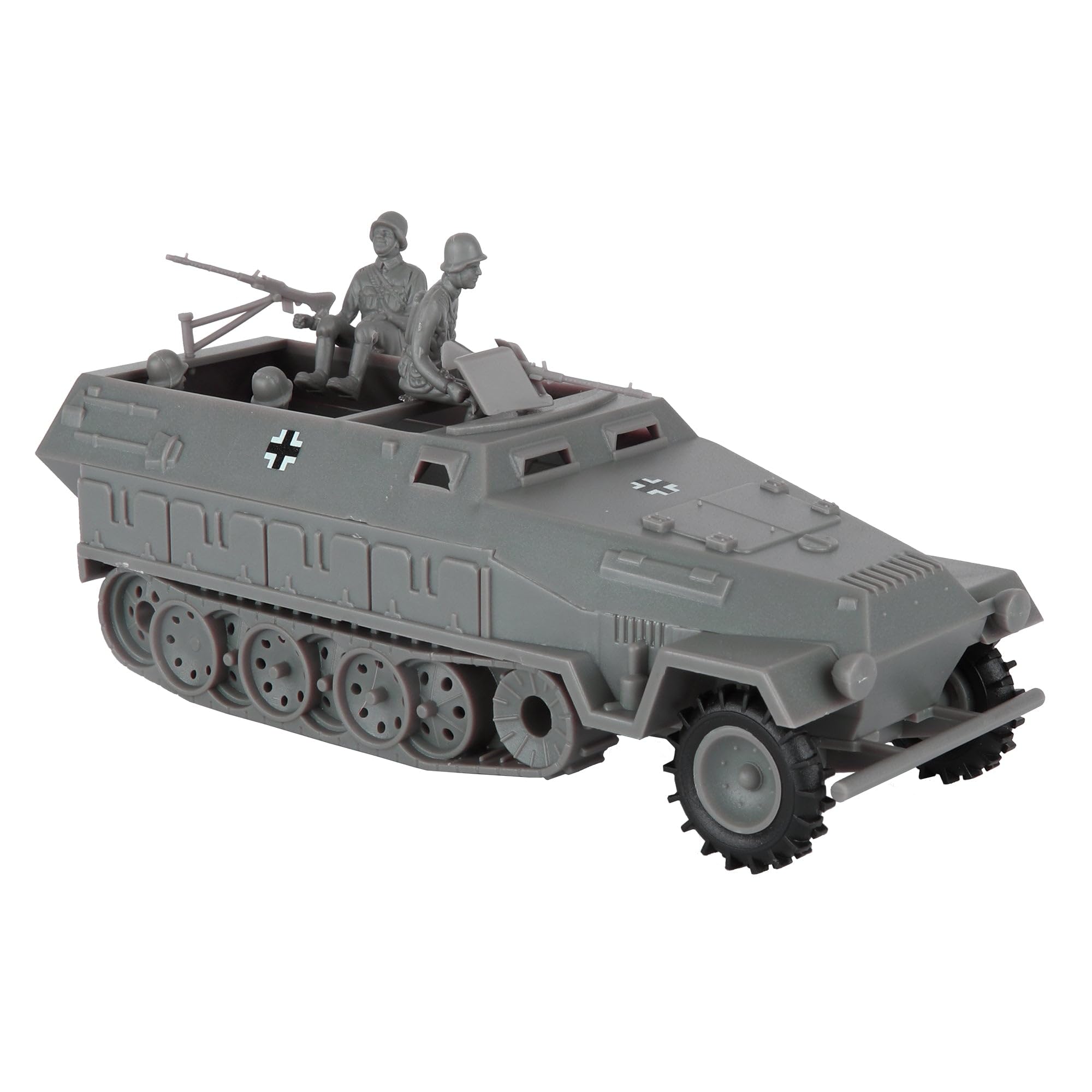 BMC CTS WW2 German Hanomag Halftrack - 5pc Gray Plastic Army Men Armored Vehicle