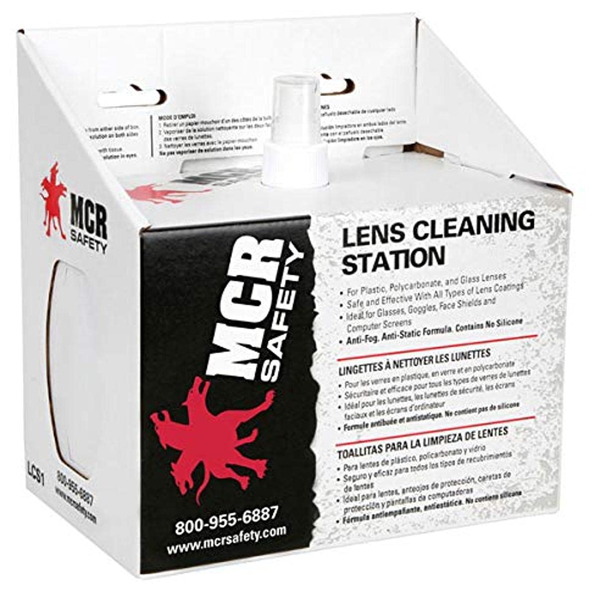 MCR Safety LCS1 Lens Cleaning Station Solution, White, White