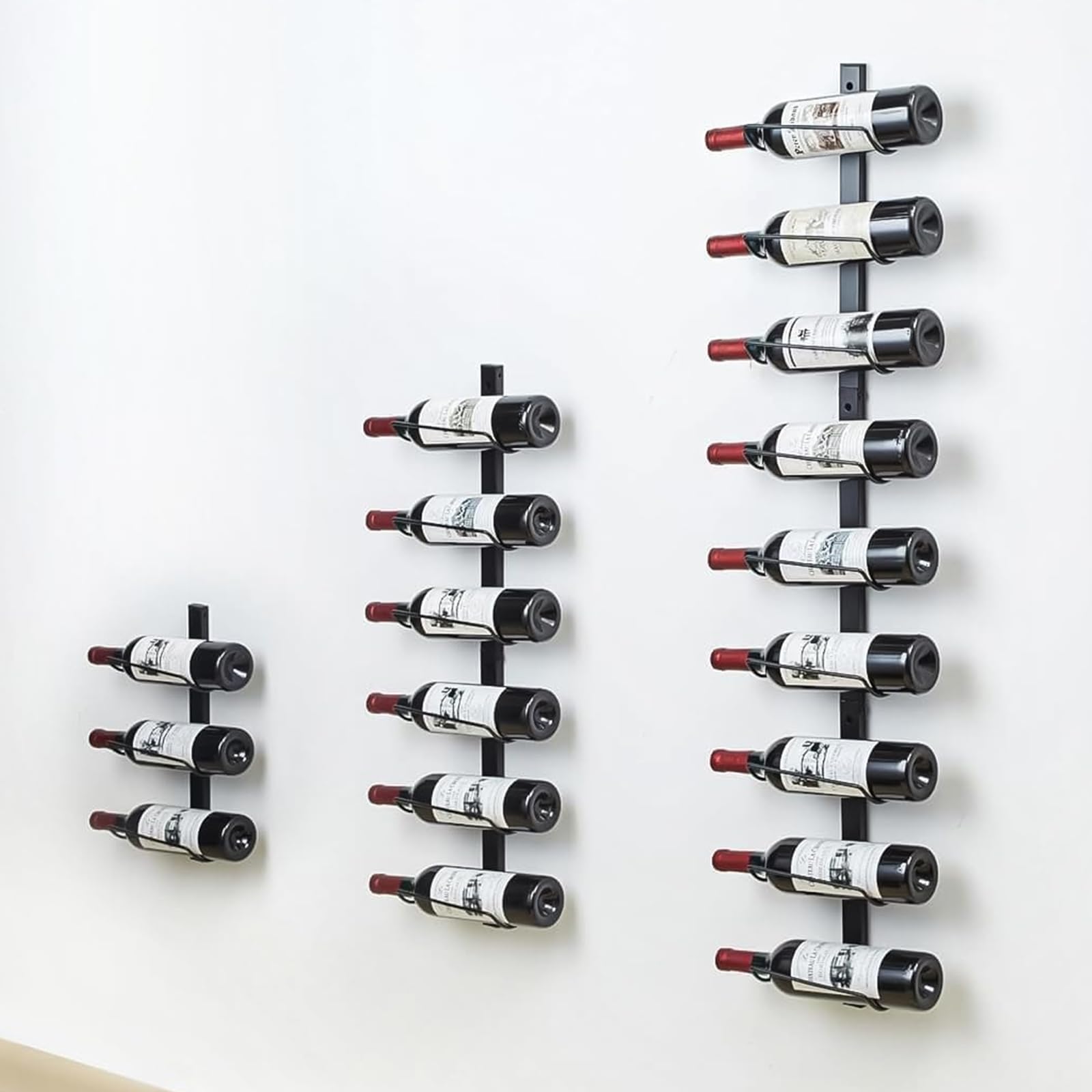 Sonyabecca9 Bottles Wall Wine Rack - DIY Detachable Wine Storage Organizer, Wine Rack Wall Mount Used As One or Three, Wine Bottle Display Holder for Kitchen, Pantry, Dining Room, Bar, Wine Cellar