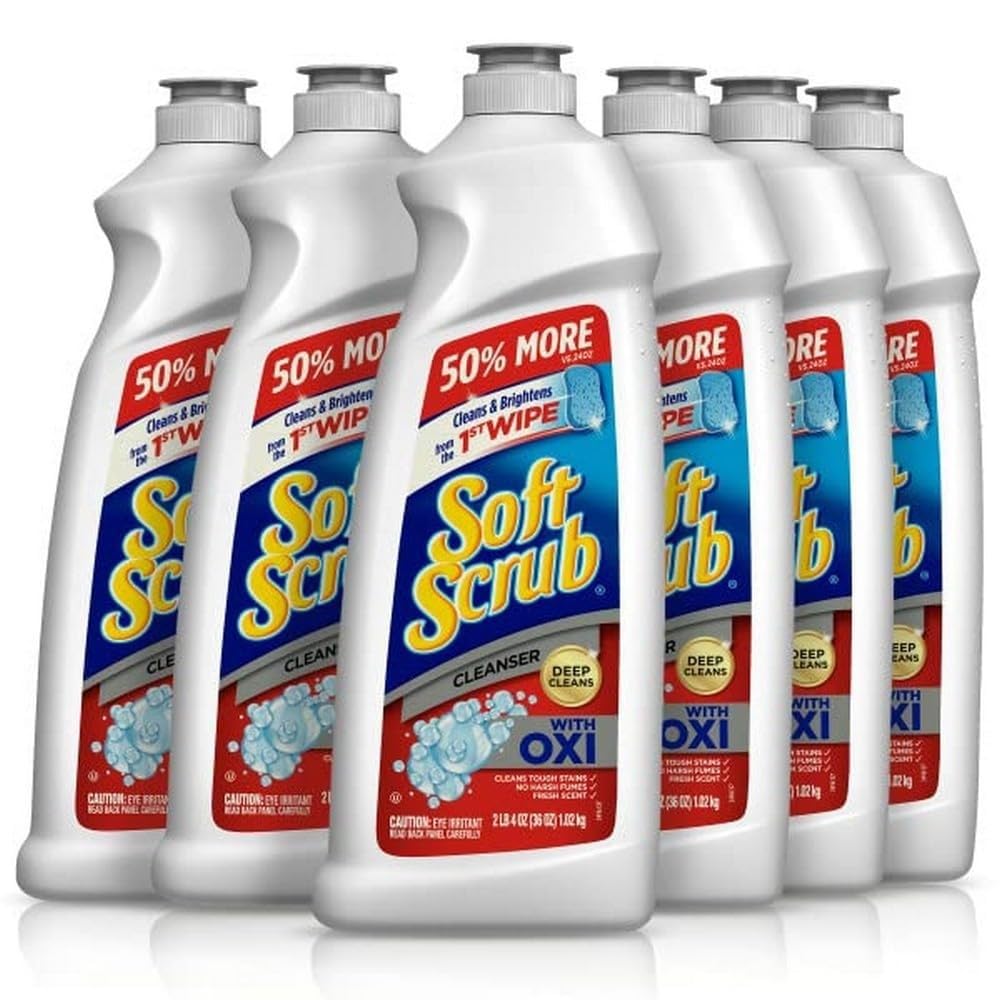 Soft Scrub Multi-Purpose Kitchen and Bathroom Cleanser with Oxi, 36 Ounce (Pack of 6)