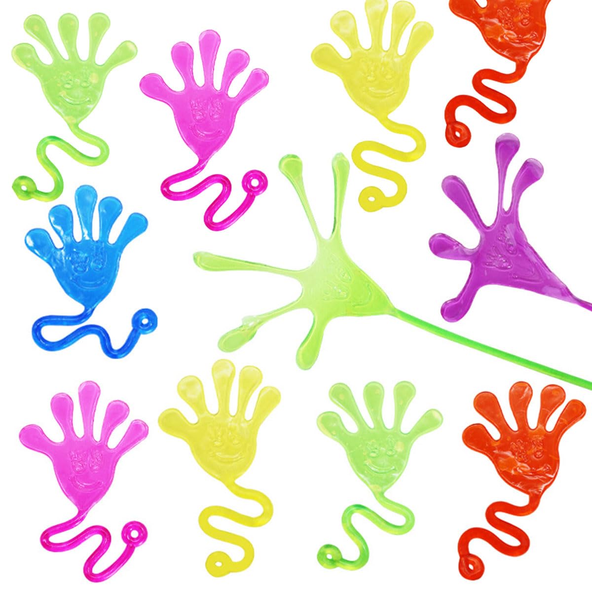 ECVV 40 Pcs Sticky Hand Toys Assorted Colors Kids' Party Favor Sets Fun Toys Stretchy Sticky Hand Toy Slappy Hands Treasure Box for Classroom Prizes Birthday Party Supplies