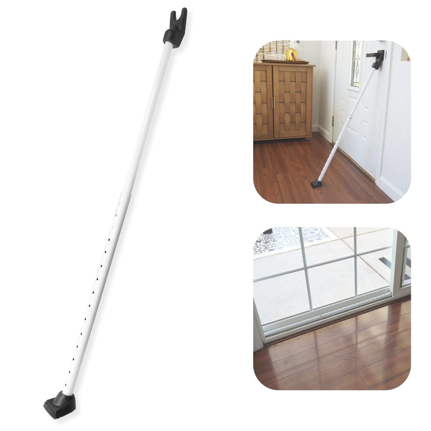 SecurityMan Adjustable Door Security Bar - Constructed of High Grade Iron - Great for Apartment Security or Home Protection Door Stoppers -(18.25”-47.5” for Doors / 18.25”-46.5” for Patio Doors) White