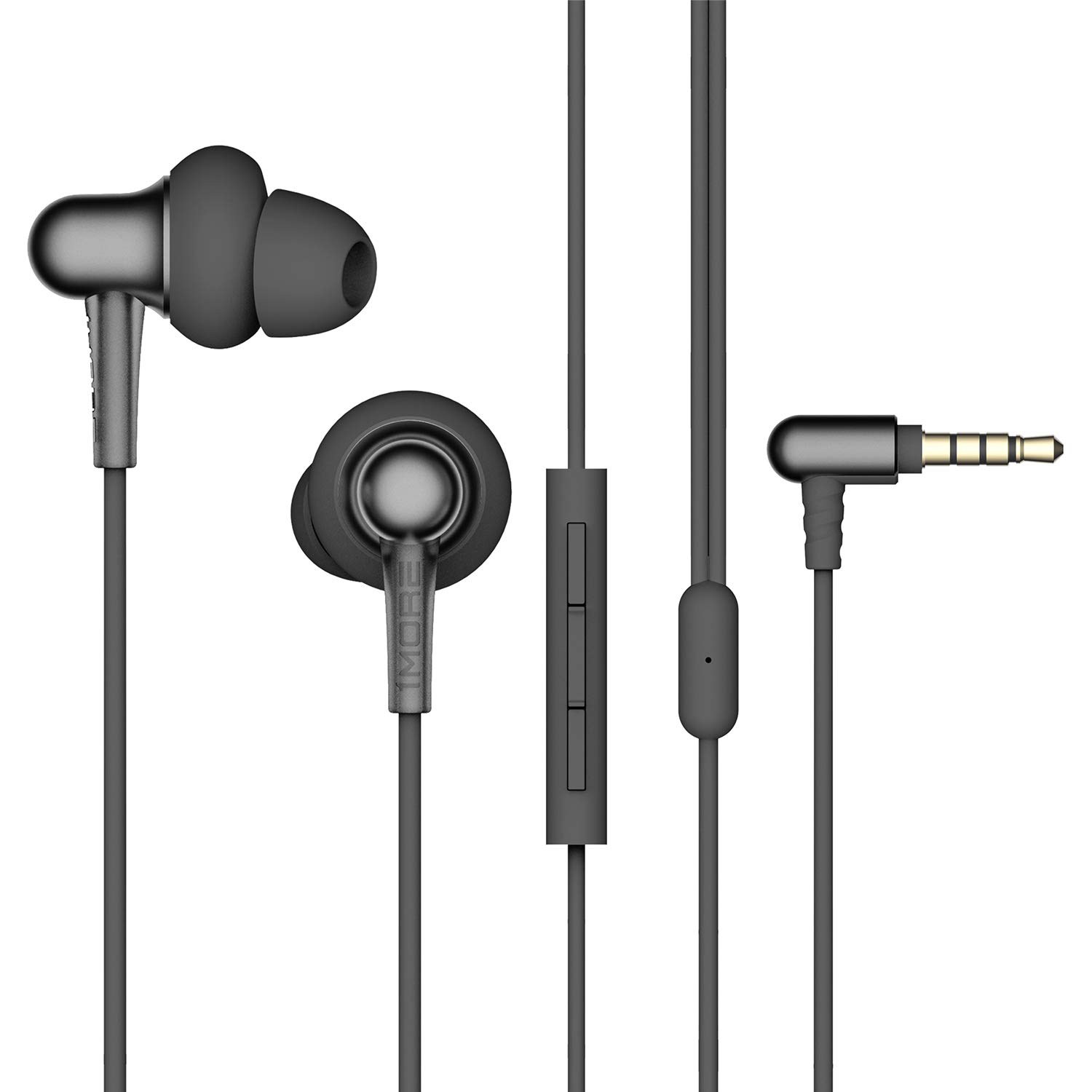 1MORE Stylish Dual-dynamic Driver In-Ear Headphones Lightweight Earphones with 4 Fashion Colors, Noise Isolation, MEMS Microphone and In-Line Remote Controls - E1025 Space Gray