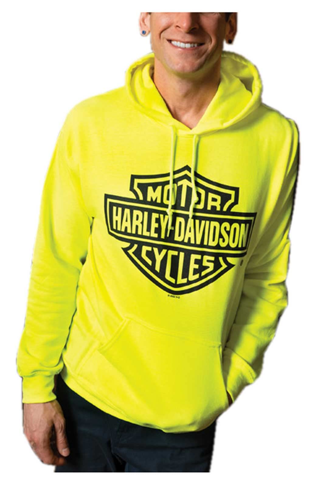 Wisconsin Harley-DavidsonHarley-Davidson Men's Bar & Shield Logo Pullover Fleece Hoodie - Safety Green