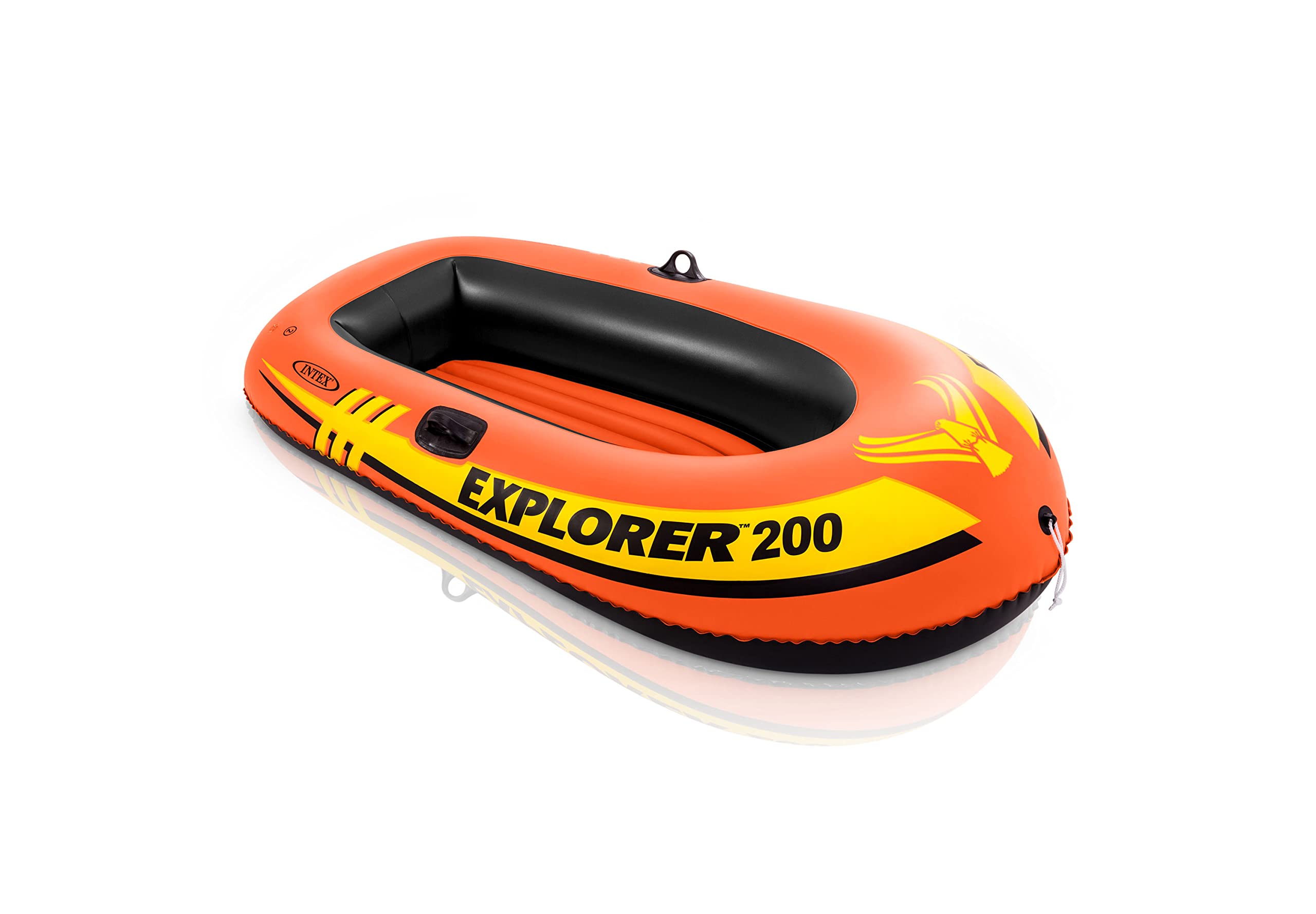 INTEX Explorer Inflatable Boat Series: Dual Air Chambers – Welded Oar Locks – Grab Handles – Bow Rope – Sporty Design