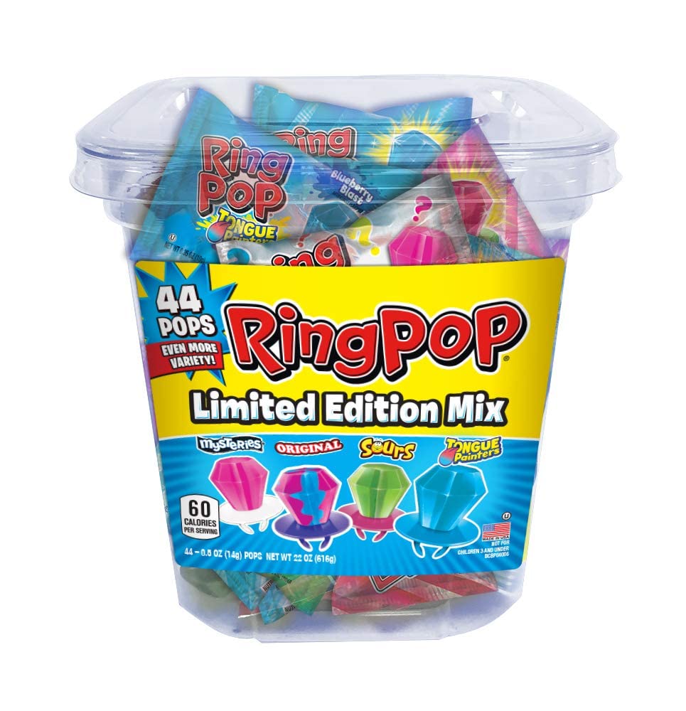 Ring Pop Hard Candy Pops, Variety Pack,2.55 pounds, 44 Count