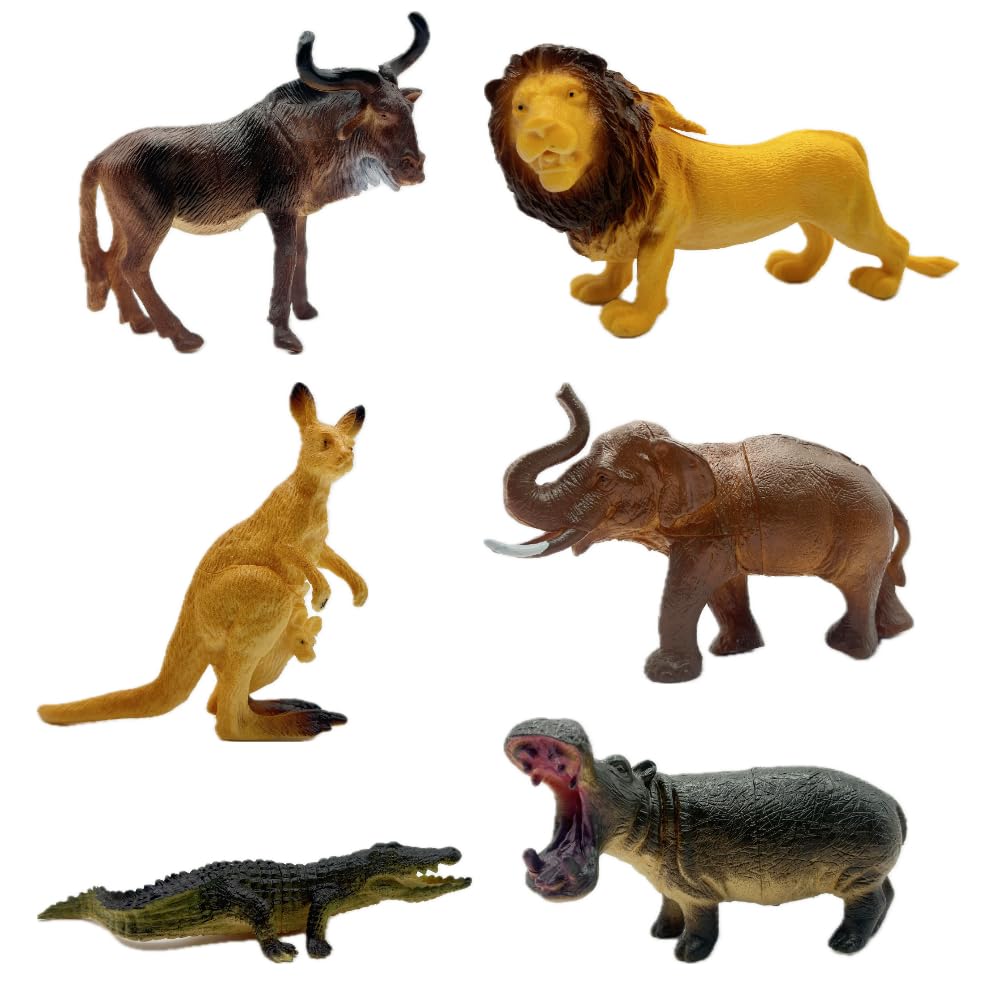 ECVV Animals Figures Toys 6 Pieces, Realistic Mini Jungle Animal Figures Cake Topper Toy Set - Plastic Wild Zoo Animals Playset Christmas Birthday Gift Party Favor School Project for Kids Toddlers