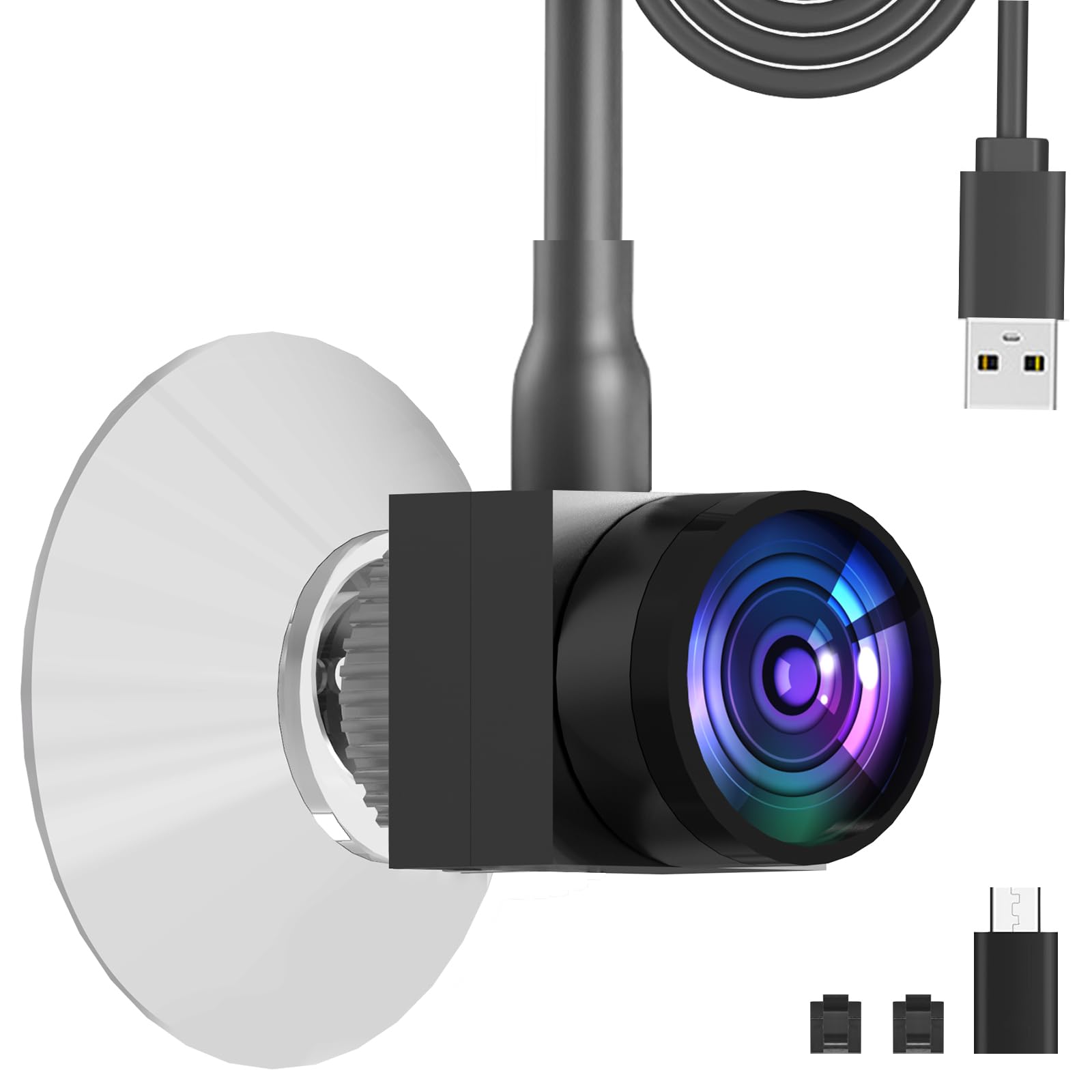 Eye Contact Webcam 1080P Auto Focus with Suction Cup of Center Screen, Webcam with Noise-Cancelling Microphone for PC and Laptop,Plug & Play for Live Streaming Video Call Conference