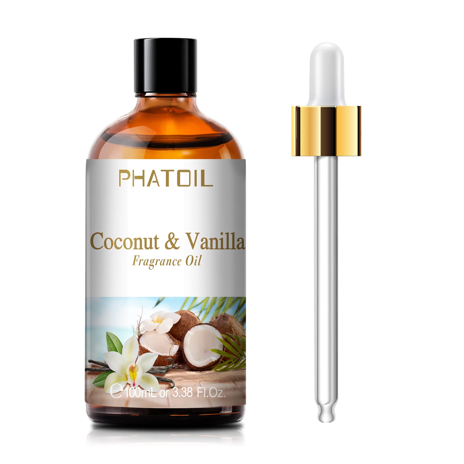 3.38FL.OZ Coconut & Vanilla Fragrance Oils for Aromatherapy, Essential Oils for Diffusers for Home, Perfect for Diffuser, Yoga, DIY Candle and Soap Making - 100ml