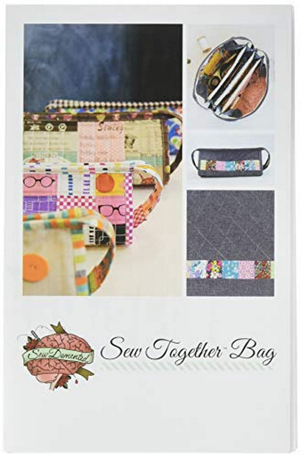 Sew Demented Sew Together Bag pattern, White 8.5" x 5.5"