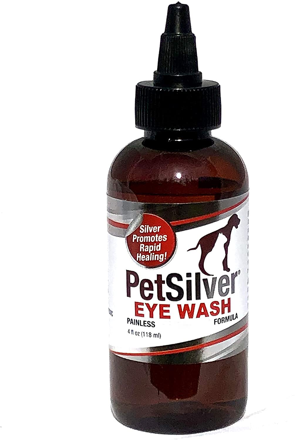 PetSilver Eye Wash Drops for Dogs and Cats with Chelated Silver, Made in USA, Natural Eye Solution, Relief for Inflammation & Eye Irritation, Easy to Apply, 4 fl oz