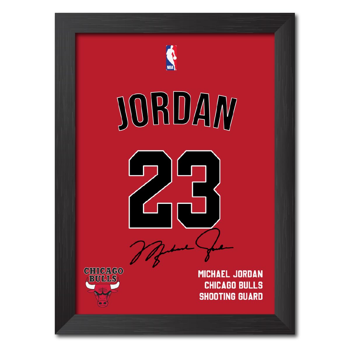 TenorArts Michael Jordan Jersey NBA Superstar Poster Chicago Bulls Laminated Posters Framed Painting with Matt Finish Black Frame (12 inches x 9inches)