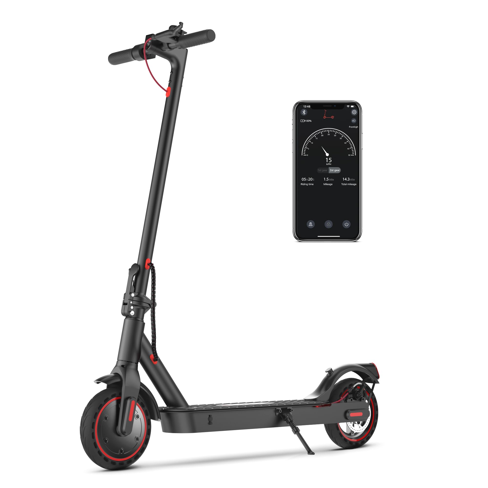 iScooterElectric Scooter, 25/22/18 Miles Range, 25/19/15.6 MPH Top Speed, 800W/500W/350W Foldable Commuting Electric Scooter with Double Braking Systems and APP for Adults and Teens