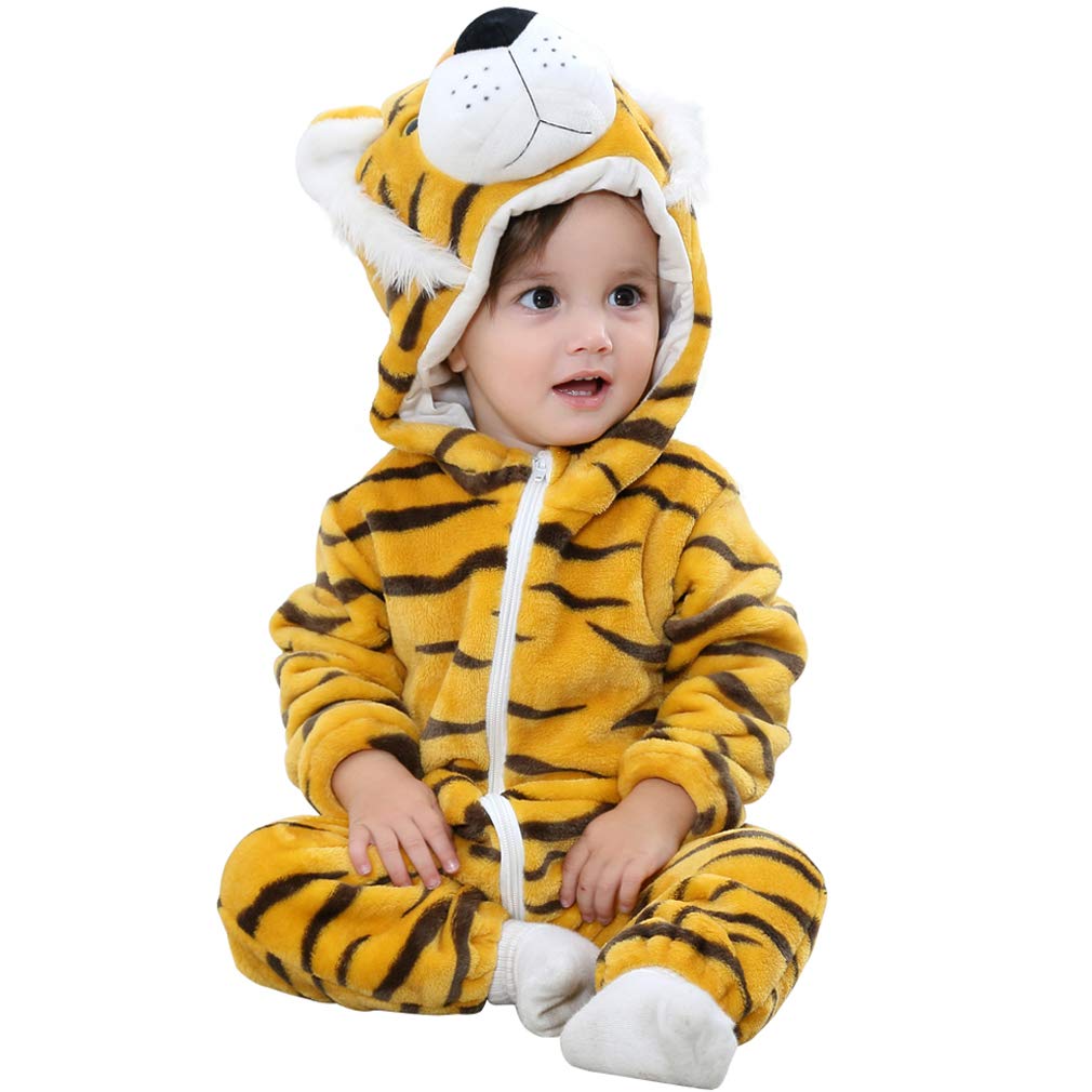 Unisex Baby Animal Costume Winter Autumn Flannel Hooded Romper Cosplay Jumpsuit