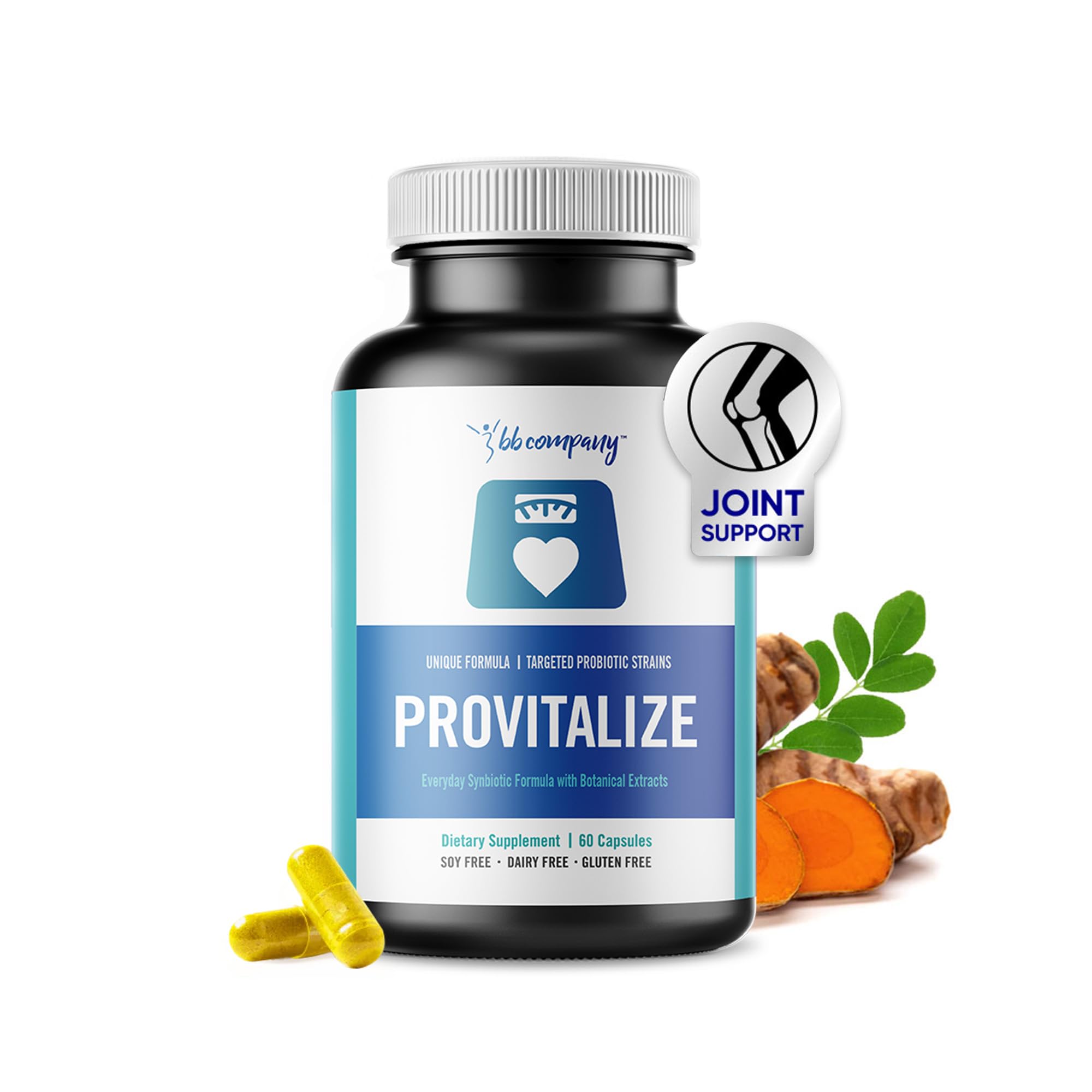 BB Company Provitalize | Probiotics for Women Digestive Health, Menopause, Joint Support | Sexy Midsection Curves, Bloat | Turmeric Curcumin Moringa | Packaging Vary | 60 Ct