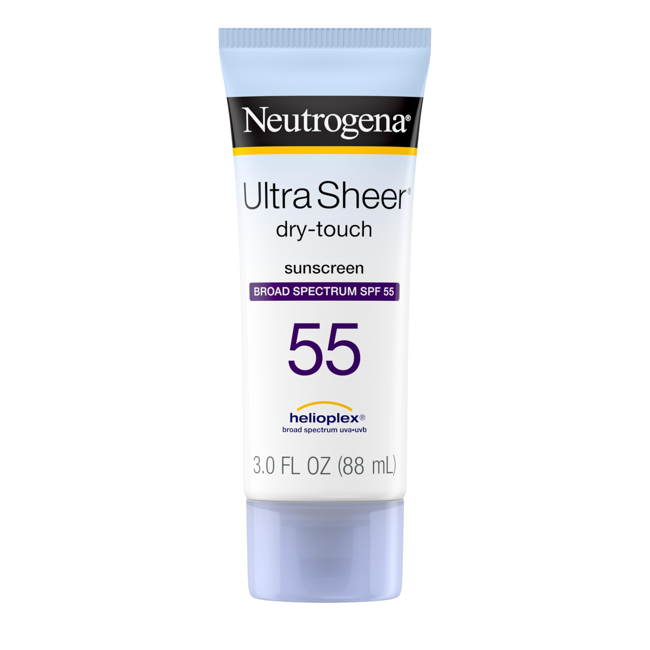 NeutrogenaUltra Sheer Dry-Touch Sunscreen Lotion, Broad Spectrum SPF 55 UVA/UVB Protection, Oxybenzone-Free, Light, Water Resistant, Non-Comedogenic & Non-Greasy, Travel Size, 3 fl. oz